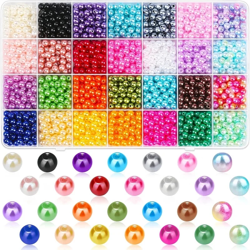 1680 Pcs 6mm Rainbow Plastic Pearl Beads Set – 28 Multicolor Round Beads with Holes for DIY Jew... | Walmart (US)