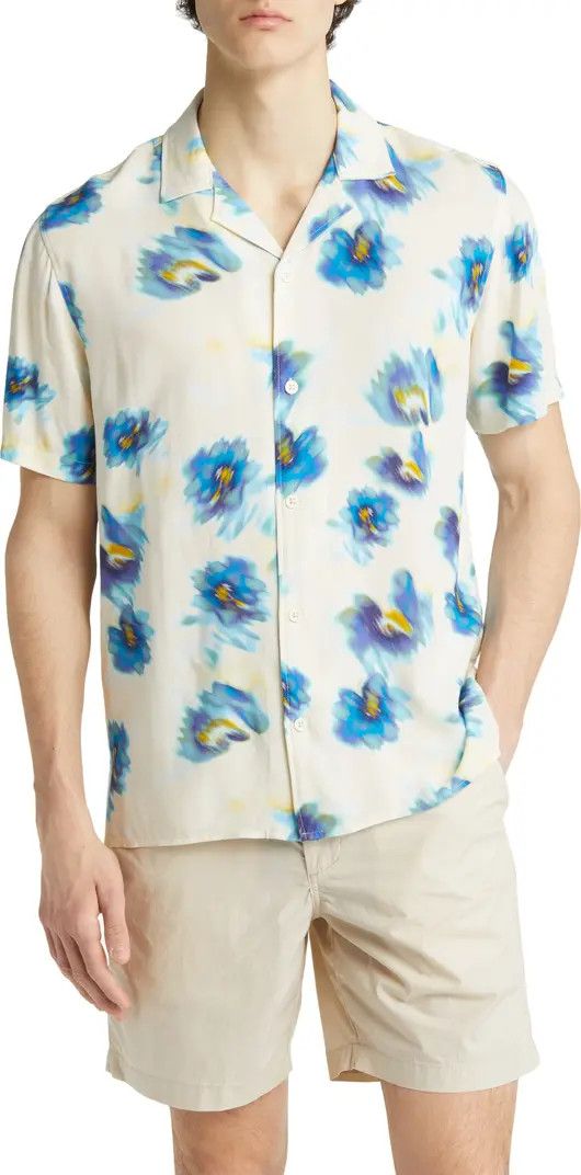 Floral Notched Collar Camp Shirt | Nordstrom