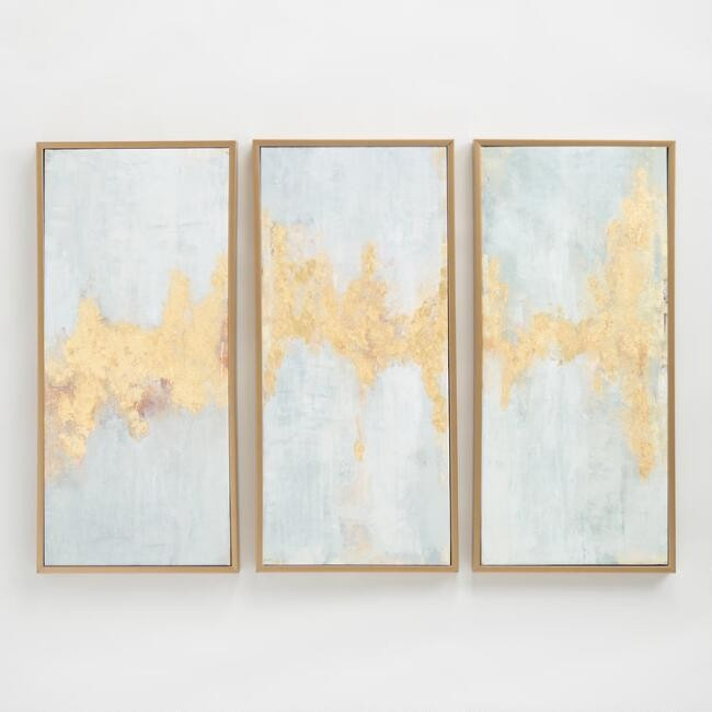 Fluent In Golds Triptych By Elinor Luna Wall Art 3 Piece | World Market