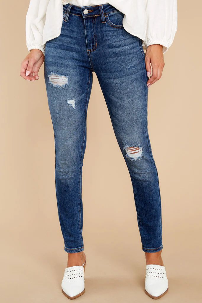 DOORBUSTER:  The Best One Yet Medium Wash Distressed Skinny Jeans | Red Dress 