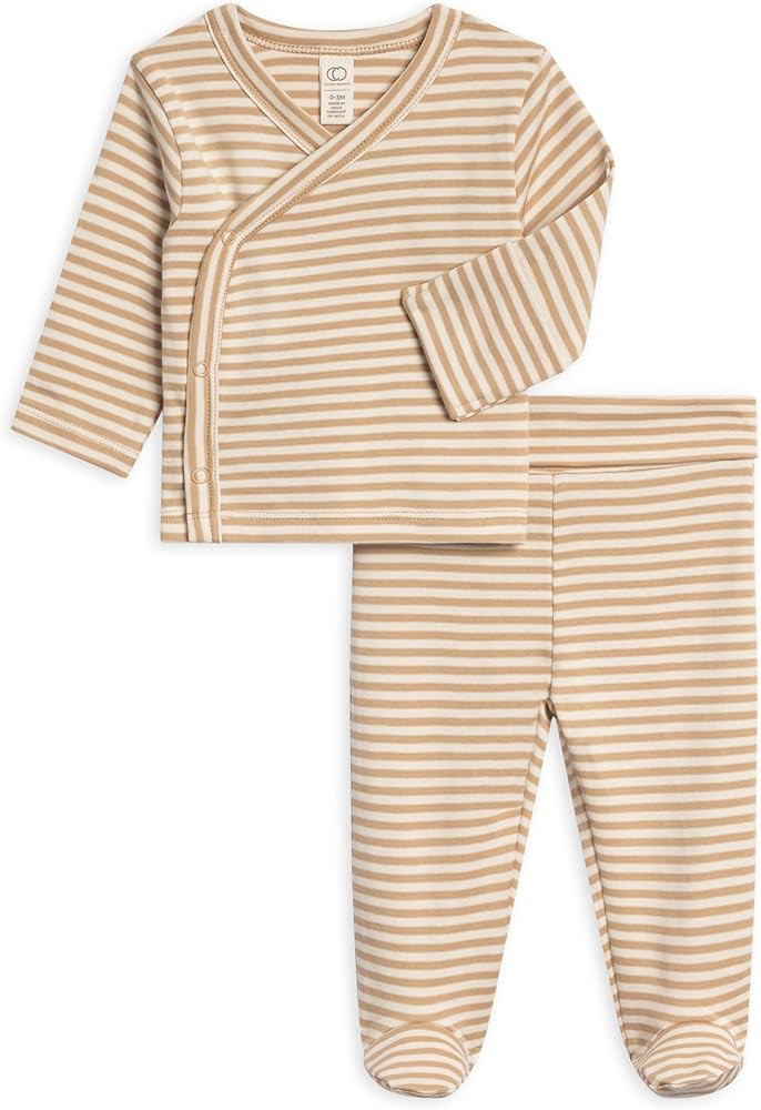 Colored Organics - Newborn Kimono Wrap Top and Footed Pant Set - Organic Cotton Infant Layette Cl... | Amazon (US)
