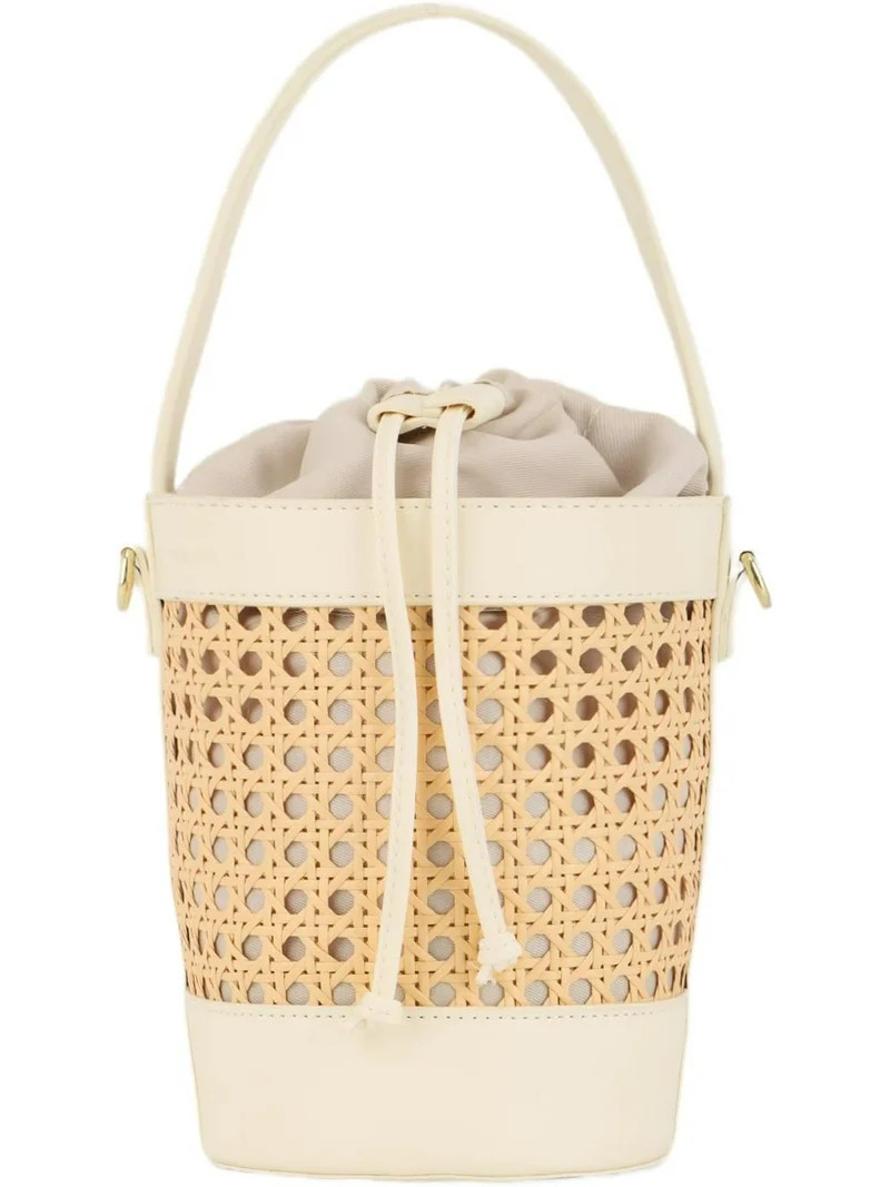 LinYooLi Rattan Purse Bucket Bag for Women,Straw Beach Bucket Tote Bag Summer Vacation Holiday | Walmart (US)