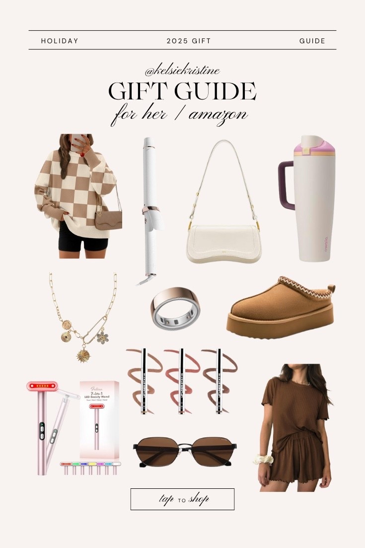 Gift guide for her // Christmas gift ideas / sweater / handbag / owala / curling iron / jewelry / oura ring / skincare / lip liner / sunglasses / pajama set 

#LTKSeasonal #LTKHoliday #LTKGiftGuide