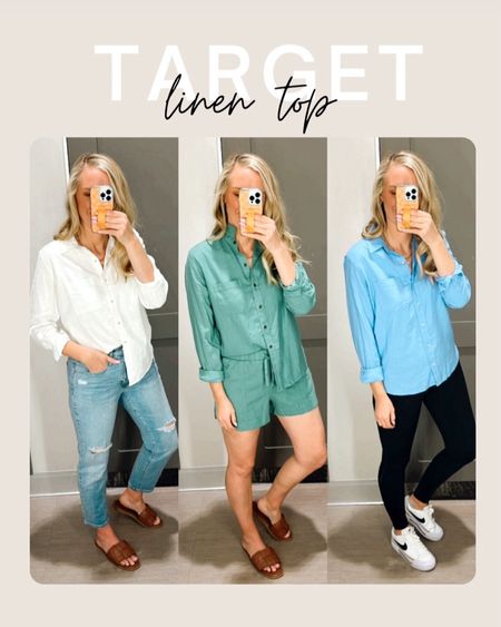 Back this year! Popular linen button oversized shirts! I’m wearing a size small in each 




Target style. Target tops. Button down tee shirt. Linen. Universal thread. 

#LTKfindsunder50 #LTKstyletip #LTKSpringSale