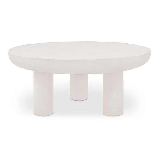 Contemporary Indoor/Outdoor Concrete Round Coffee Table, Cream (35"") | West Elm (US)