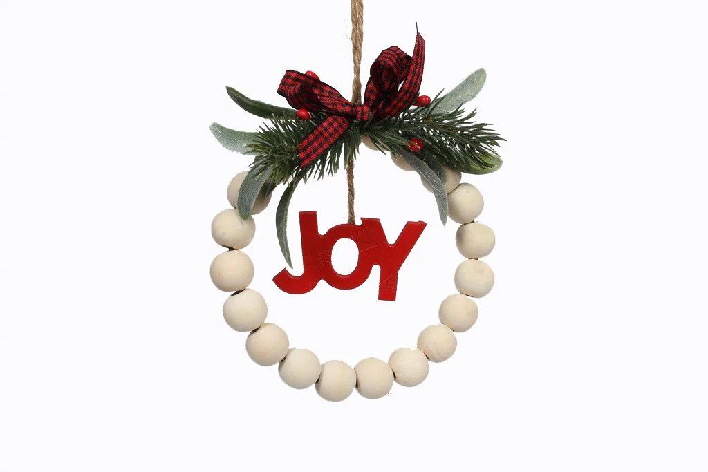 Holiday Time Natural Wood Beads Mini Wreath Christmas Ornament | Walmart (US)