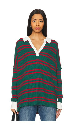 x We The Free Striped Travis Polo Tee in Forest Combo | Revolve Clothing (Global)