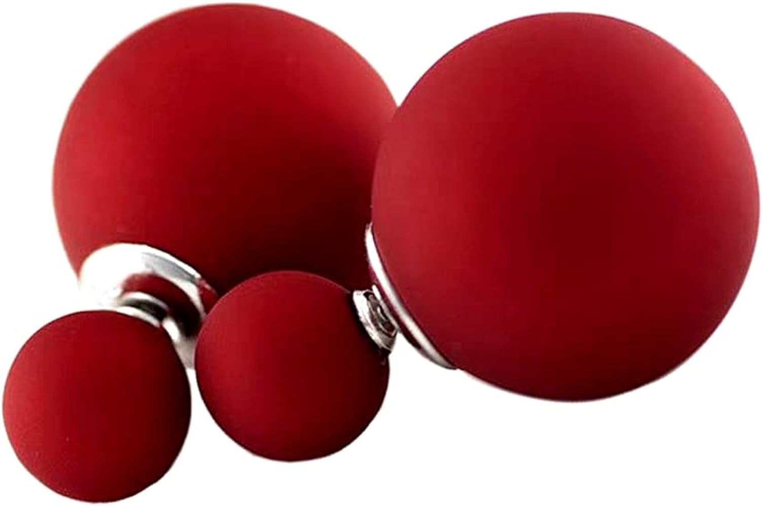 Sterling Silver Plated Inferior smooth Candy series double-sided two Balls Women piercing Stud Po... | Amazon (US)