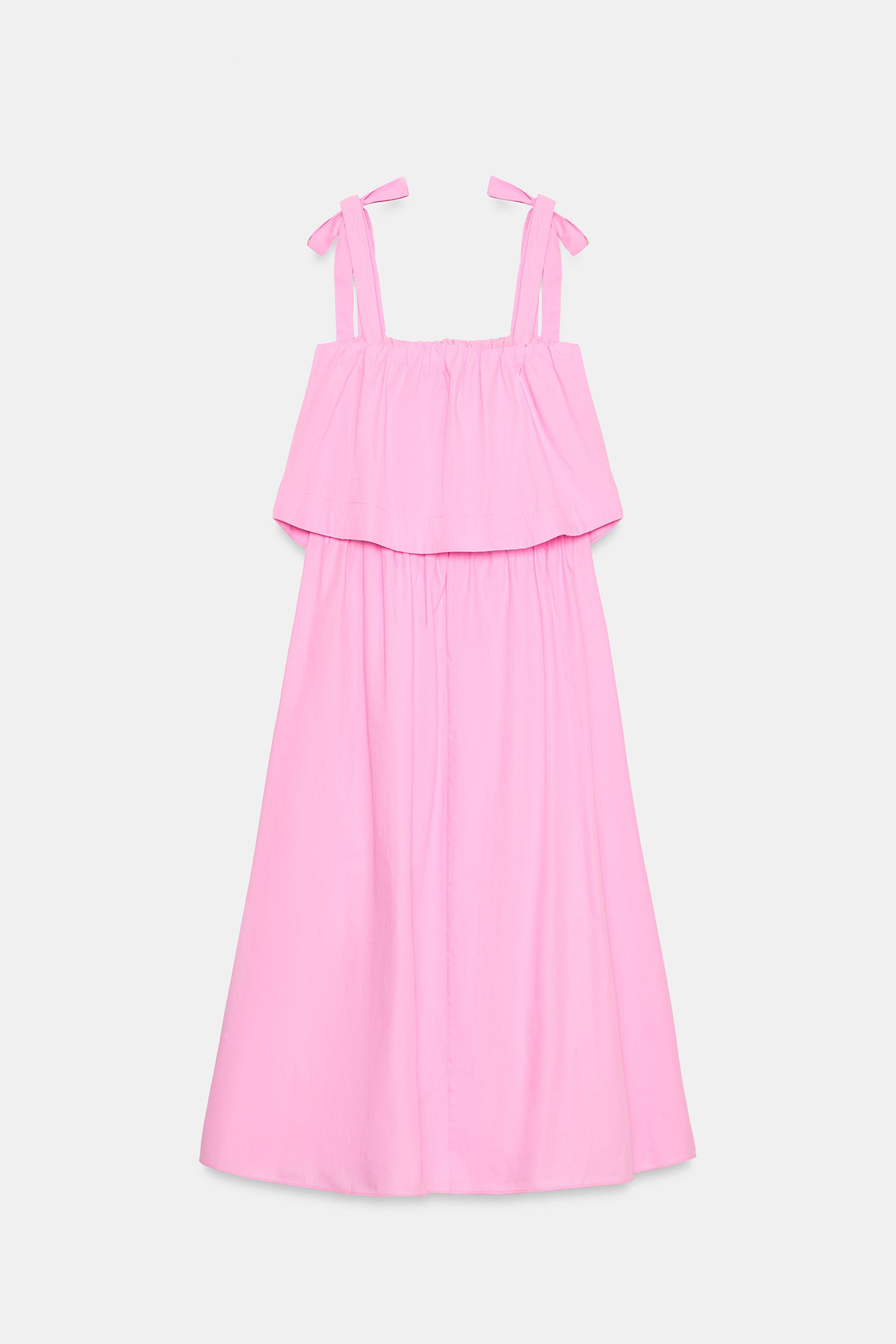 POPLIN TIE MIDI DRESS | Zara US