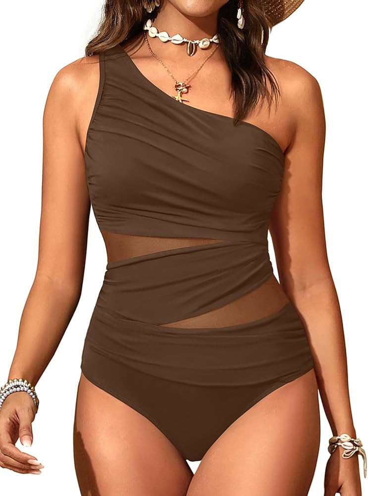 Aqua Eve Womens One Piece Swimsuits - Tummy Control One Shoulder Bathing Suit Cut Out Swimwear 20... | Amazon (US)