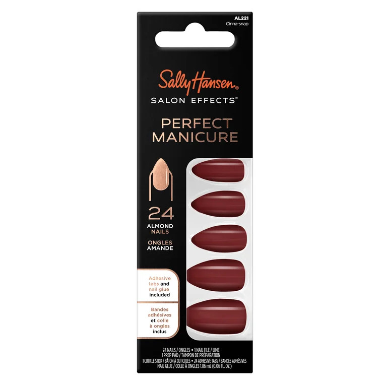 Sally Hansen Perfect Manicure Press on Nail Kit, Almond, Cinna-Snap, 24pcs | Walmart (US)