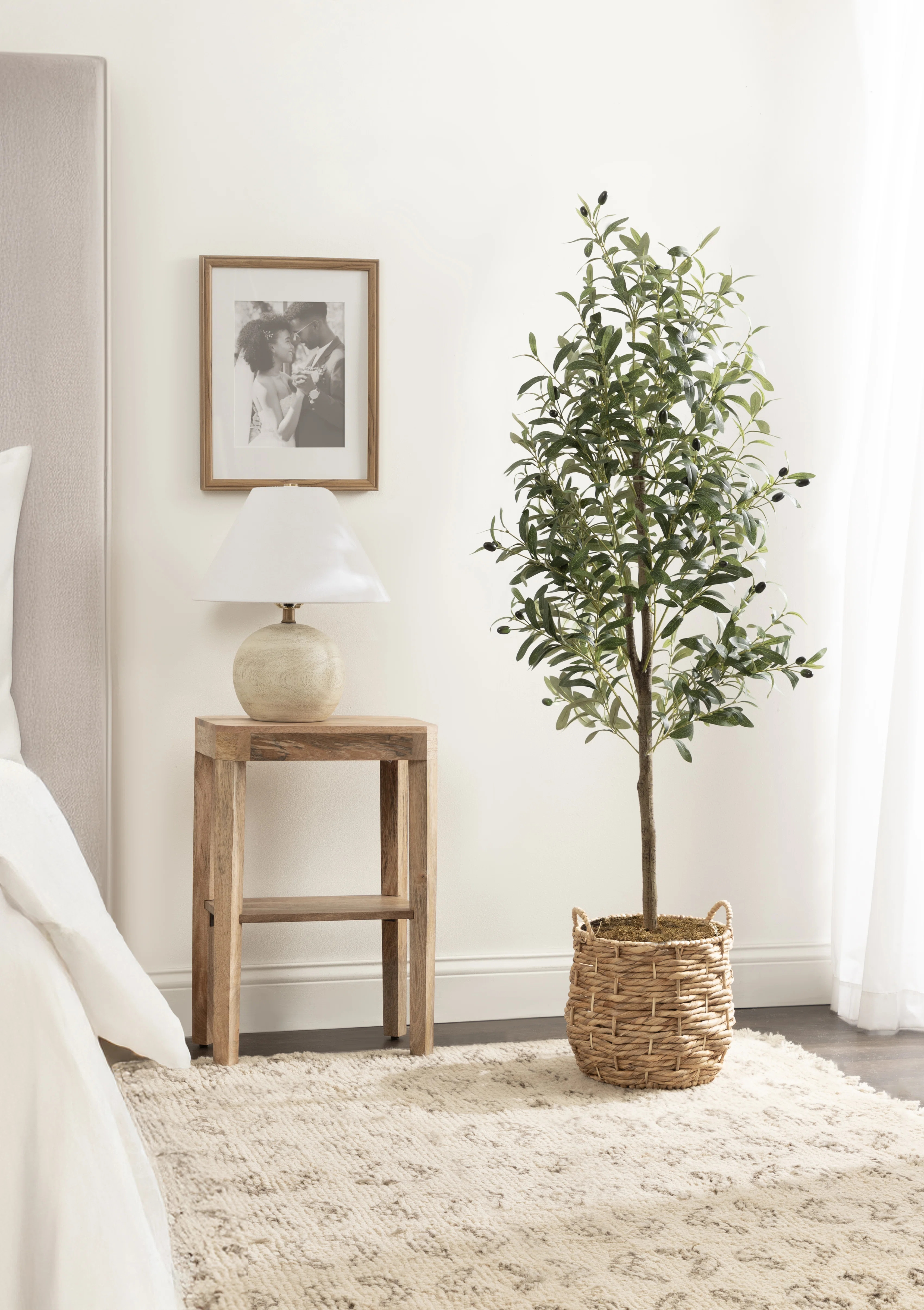 Oliveira Faux Olive Tree with Livia Woven Basket | Wayfair North America