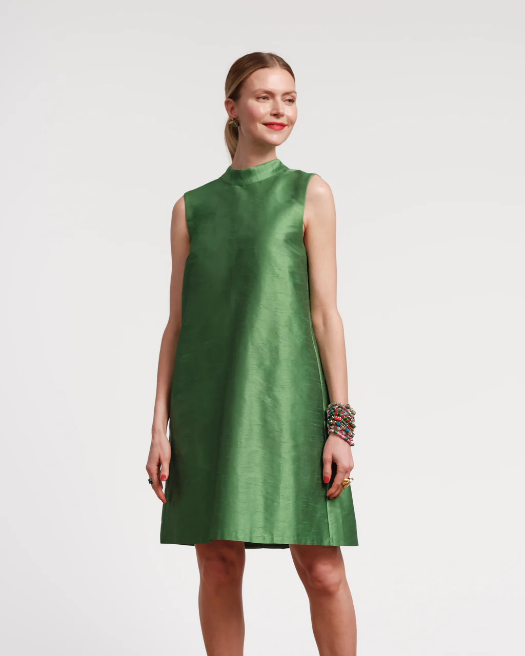 Sleeveless Diplomat Mini Dress - Green | Frances Valentine