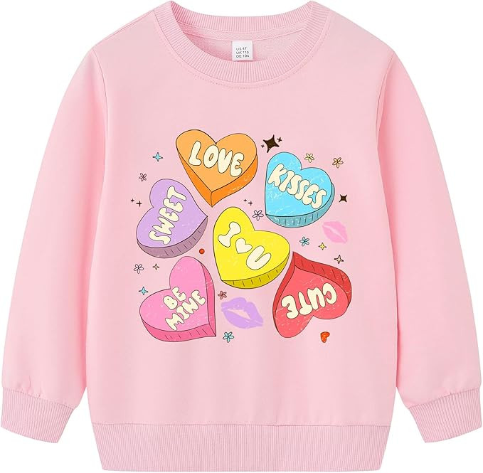 Geoyune Kids Valentines Day Sweatshirt Toddler Boys Girls I Love You Hand Sign Love Heart Shirt T... | Amazon (US)