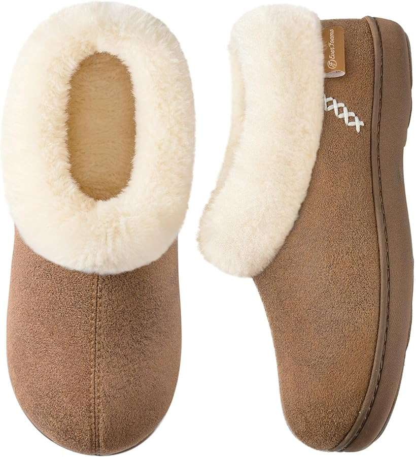 EverFoams Women's Microsuede Cozy Memory Foam Winter Slippers with Fuzzy Faux Fur Collar and Indo... | Amazon (US)