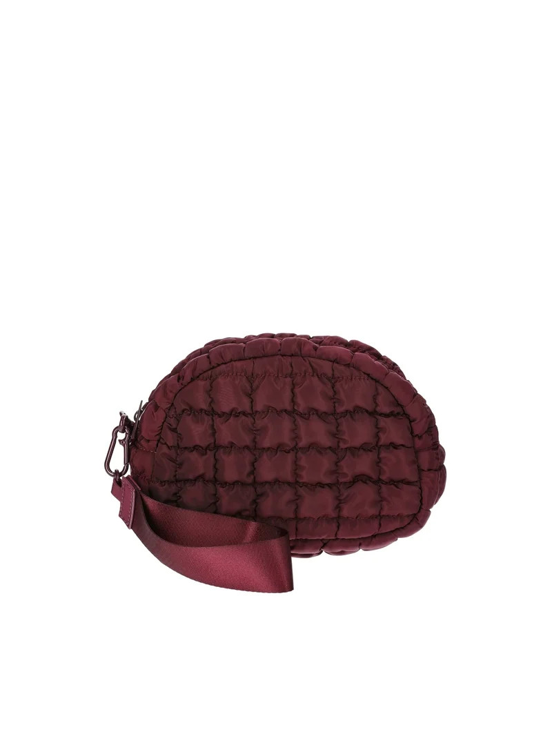 No Boundaries Women's Quilted Pouch Bag Charm, Wine Fusion | Walmart (US)