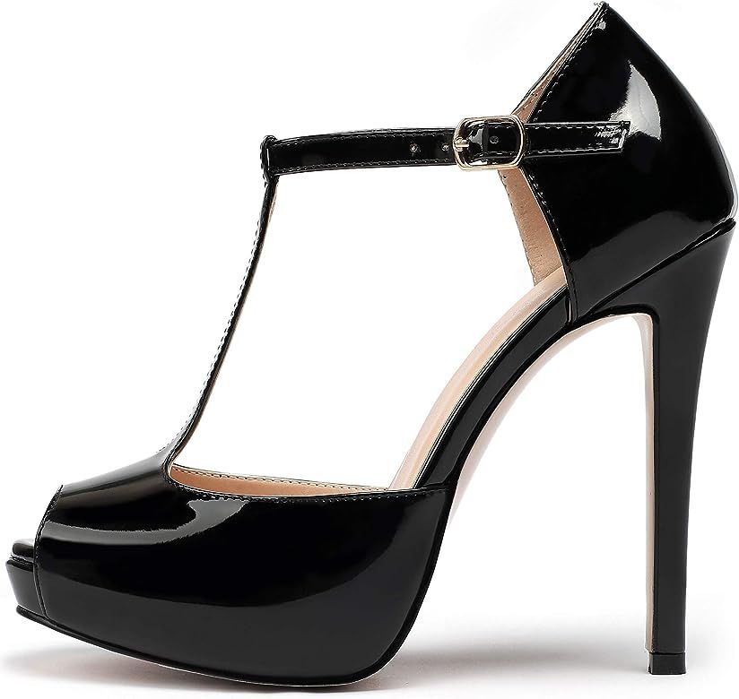 SAMMITOP Women's Platform High Heels Ankle Strap Sandals Mary Jane Platform Pumps Shoes | Amazon (US)