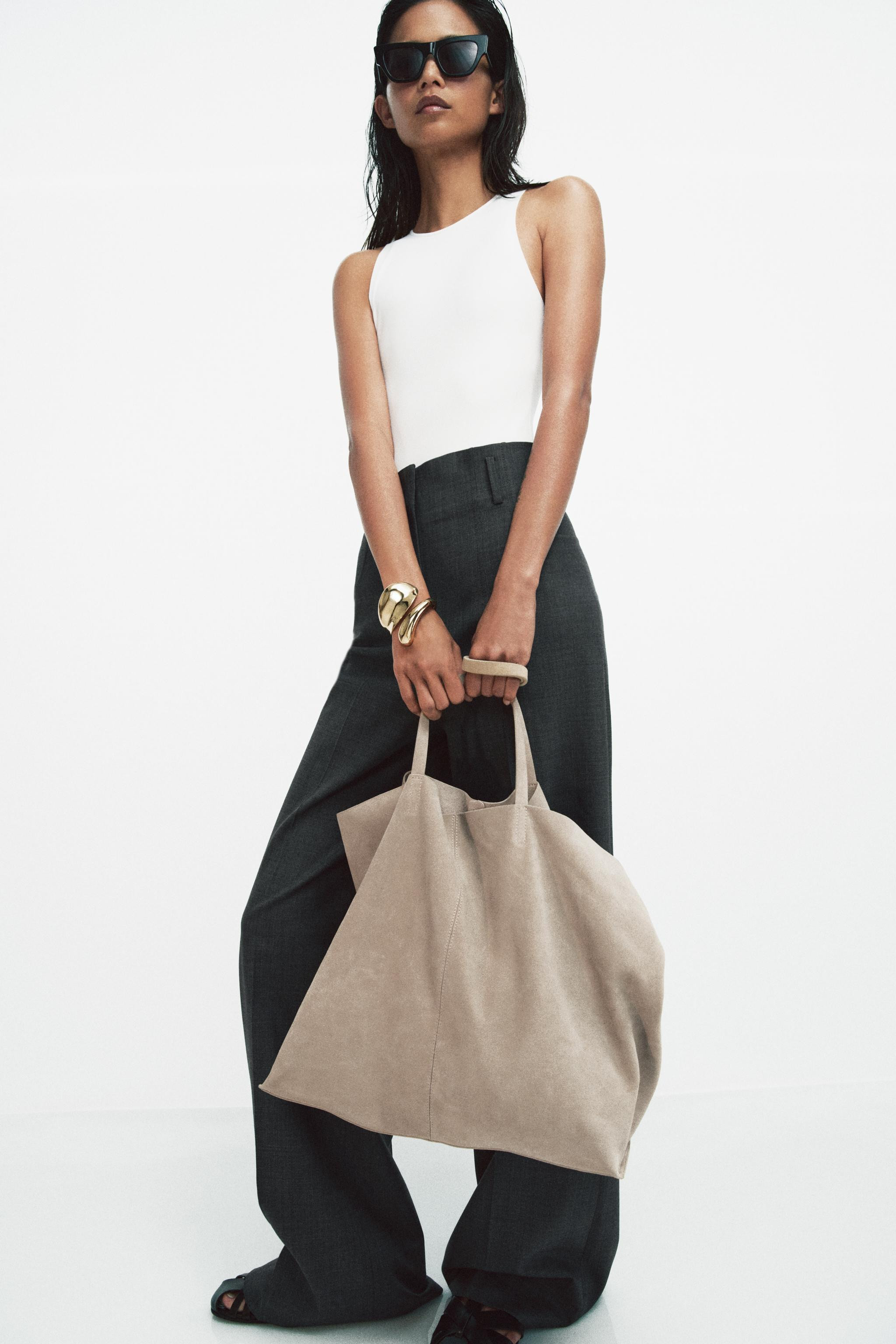 MAXI SPLIT SUEDE TOTE BAG | Zara UK