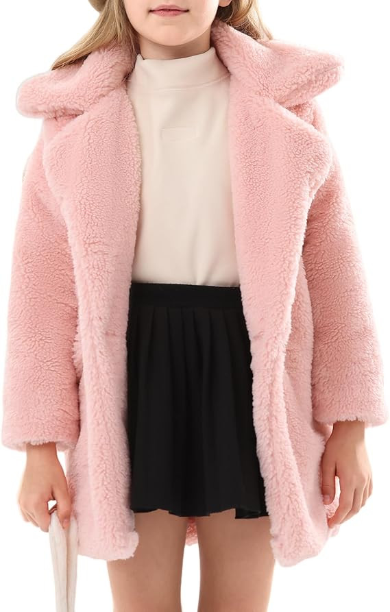 Wyeysyt Girls Faux Fur Fleece Jacket Toddler Kids Long Winter Warm Coat Fuzzy Button Down Coat wi... | Amazon (US)