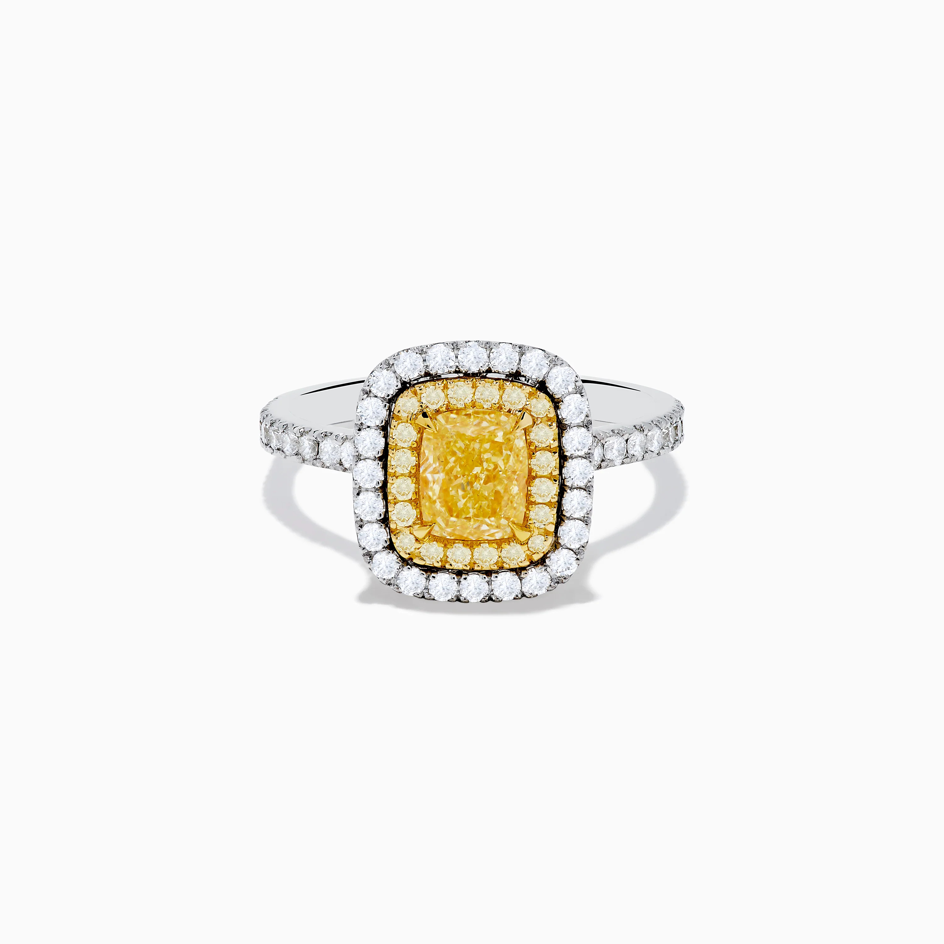 18K Two Toned Gold GIA certified Yellow and White Diamond Halo Ring | Effy Jewelry