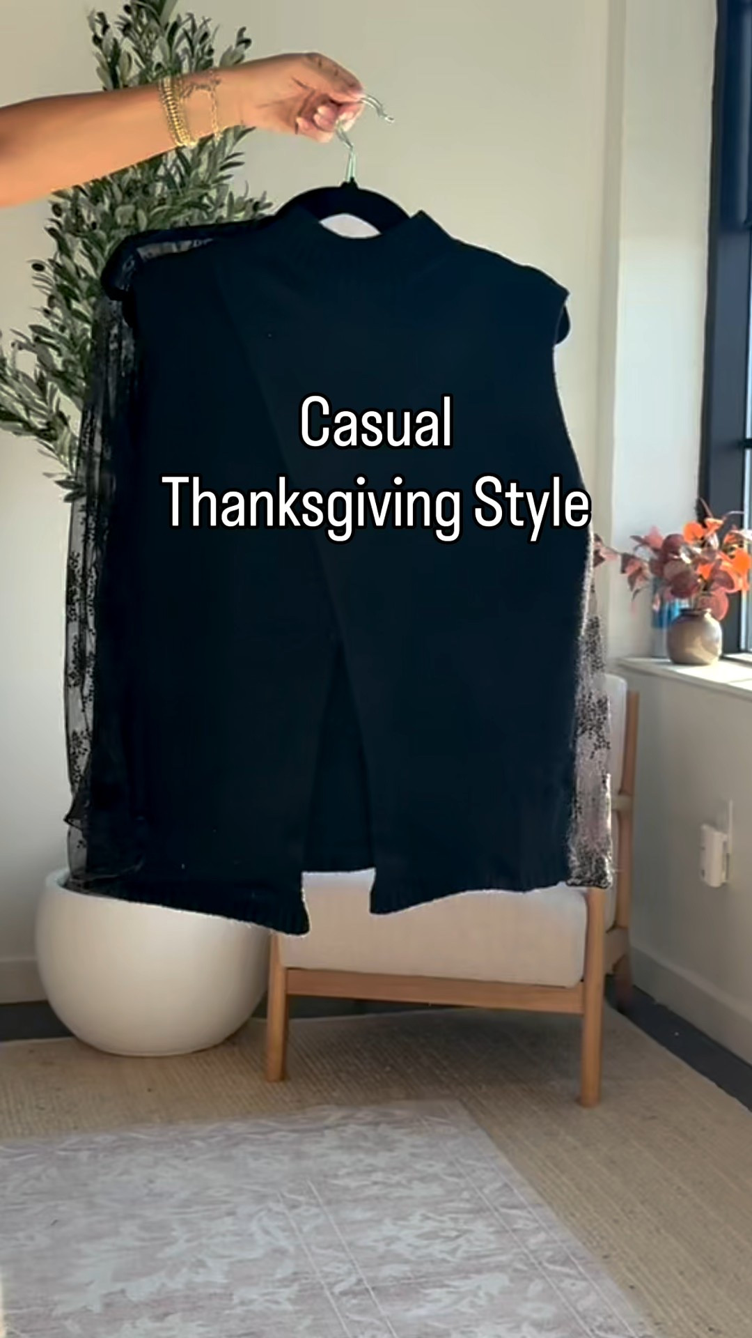 Wide leg denim - 2 long (runs big and long) 
Sweater and lace top- small  
Casual Thanksgiving Outfit 

#LTKSaleAlert #LTKFindsUnder100 #LTKFindsUnder50 #LTKOver40 #LTKTall #LTKU #LTKootd #LTKmomlife #LTKHoliday