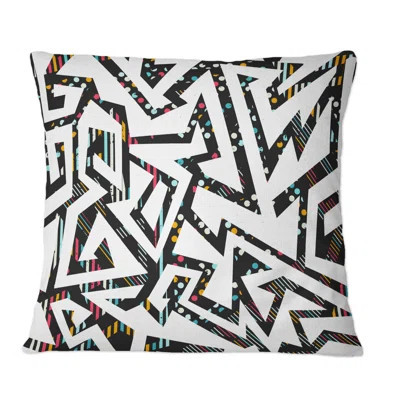 Abstract Geometric Black Lines On White - Patterned Printed Throw Pillow | Wayfair North America