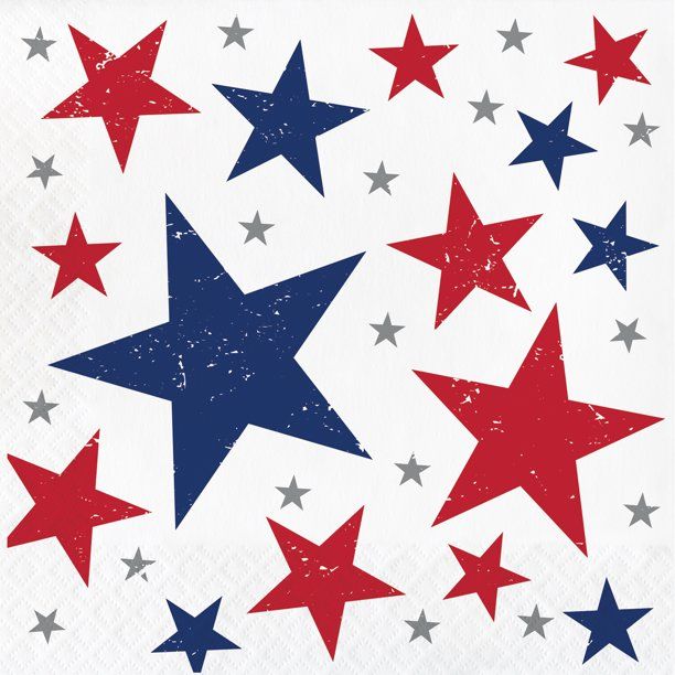 Red, White & Blue Stars USA Paper Napkin 6.5" x 6.5" , 24 Ct. Way to Celebrate | Walmart (US)