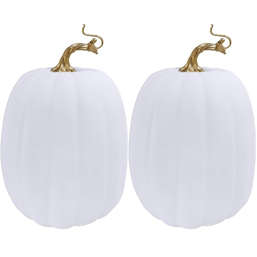 Winlyn 2 Pcs Fall Large White Artificial Pumpkins Decorative Pumpkins Big Faux Foam Pumpkins 8.7"... | Amazon (US)