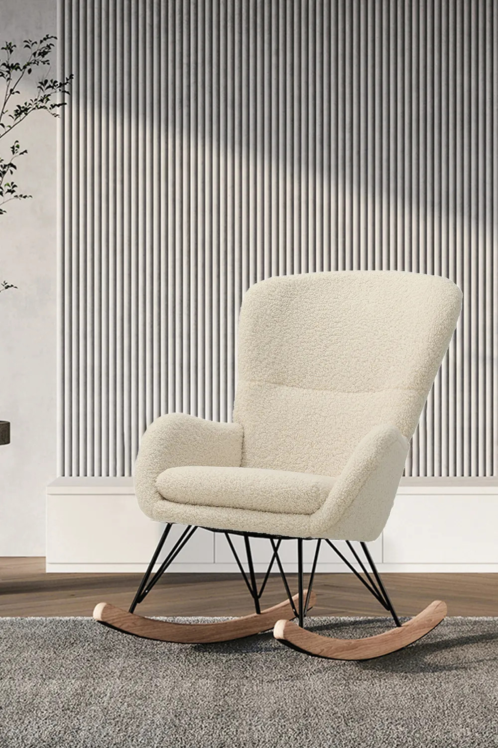 Sofas & Chairs | Modern Faux Wool Rocking Chair | Living and Home | Debenhams UK
