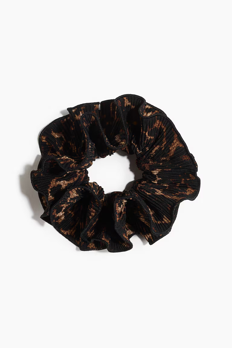 H & M - Patterned Scrunchie - Dark Brown | H&M (US, CA, MX)