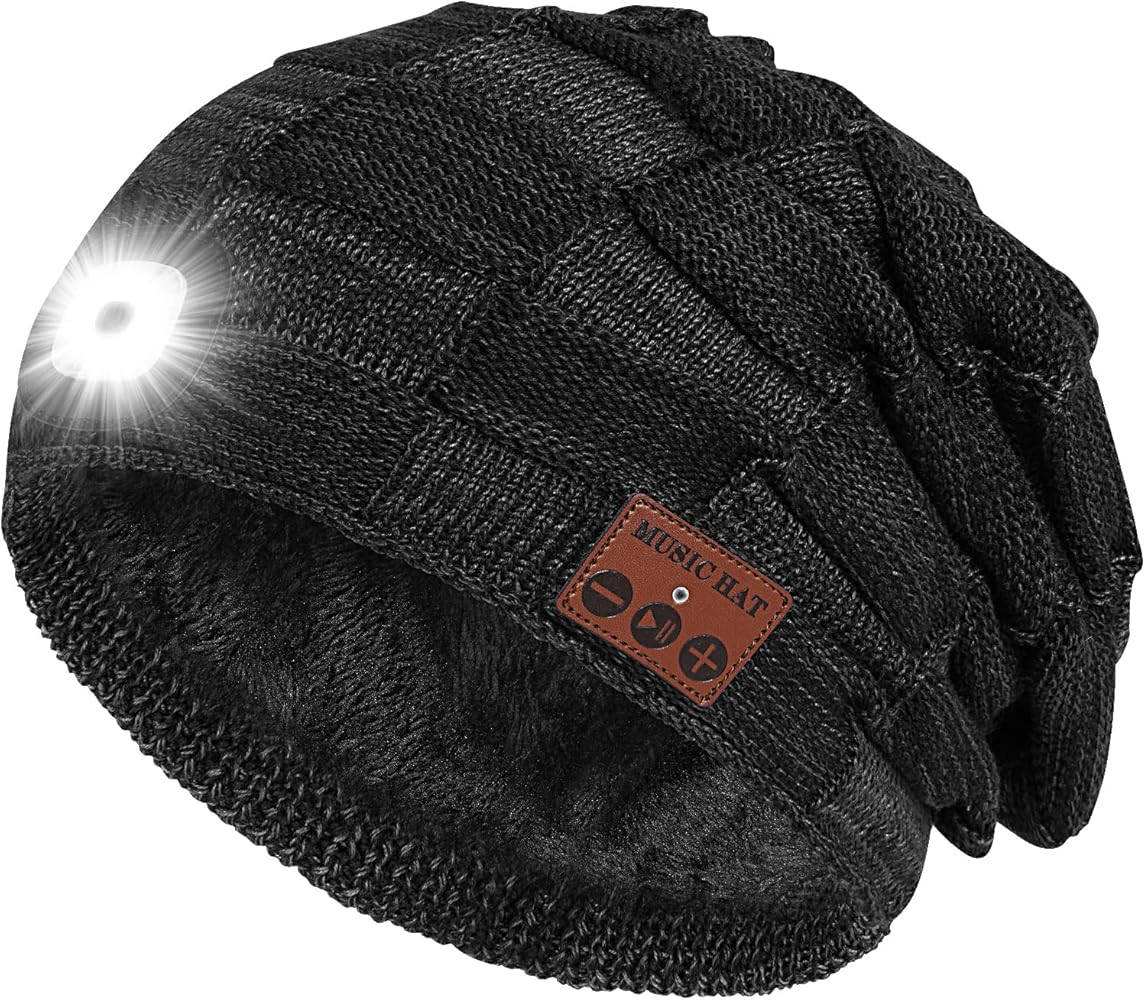 EGOUTI Bluetooth Beanie with Light for Men, Beanie with Light LED, Headlamp Cap Wireless Headphones  | Amazon (US)