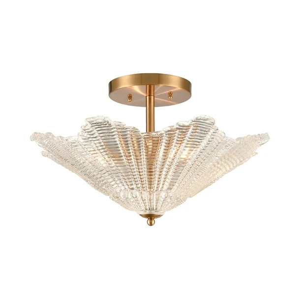 Radiance 4-Light Semi Flush in Satin Brass with Clear Textured Glass - Walmart.com | Walmart (US)