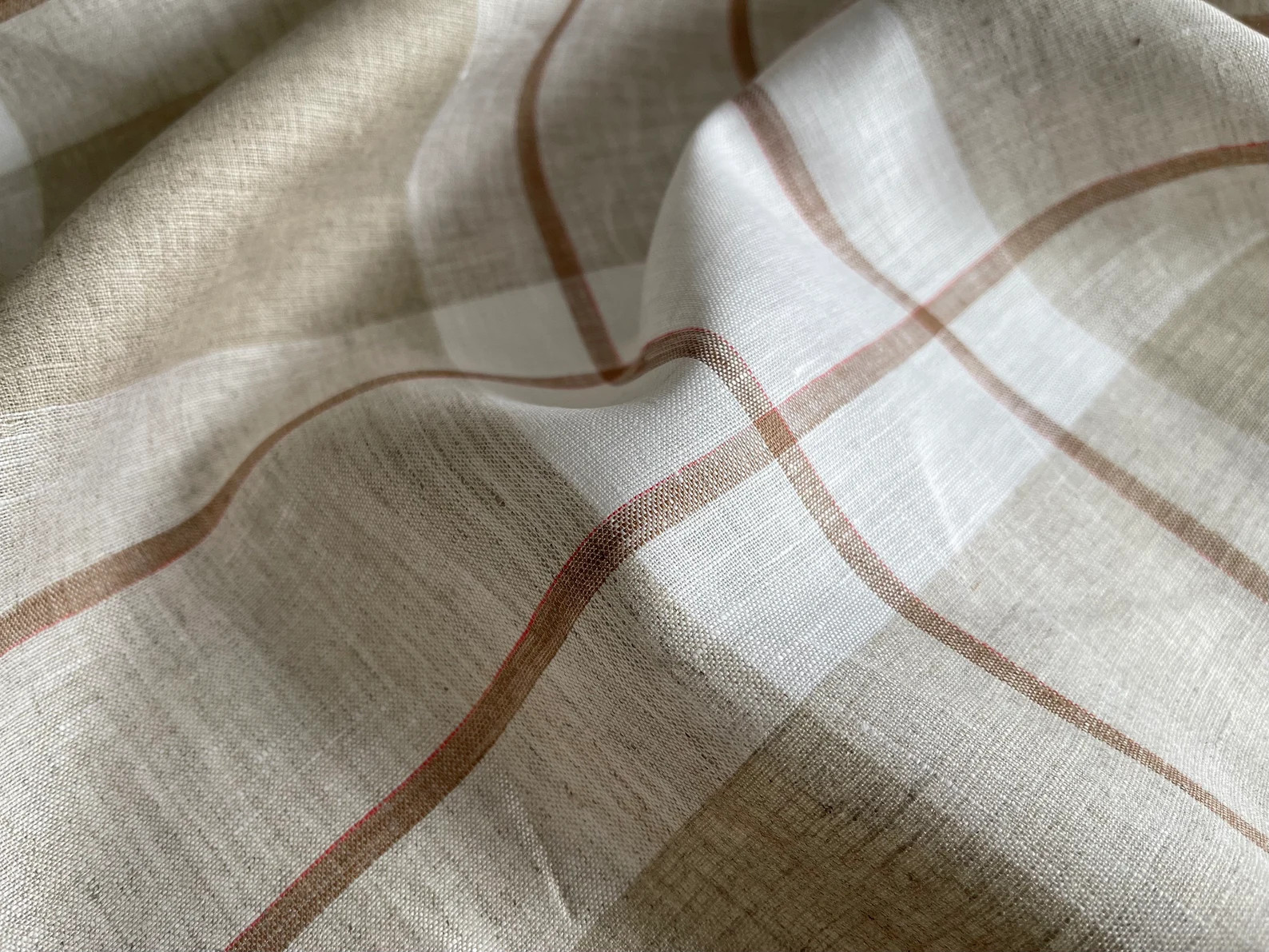 Deadstock Linen Fabric - White Natural Plaid - weight 4oz/yd2 (135 GSM) - width 57" (147cm), Natu... | Etsy (Global)