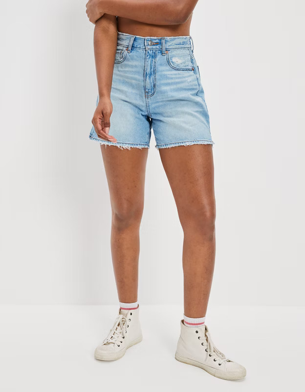 AE Dreamy Drape Denim Highest Waist Baggy Short | American Eagle Outfitters (US & CA)