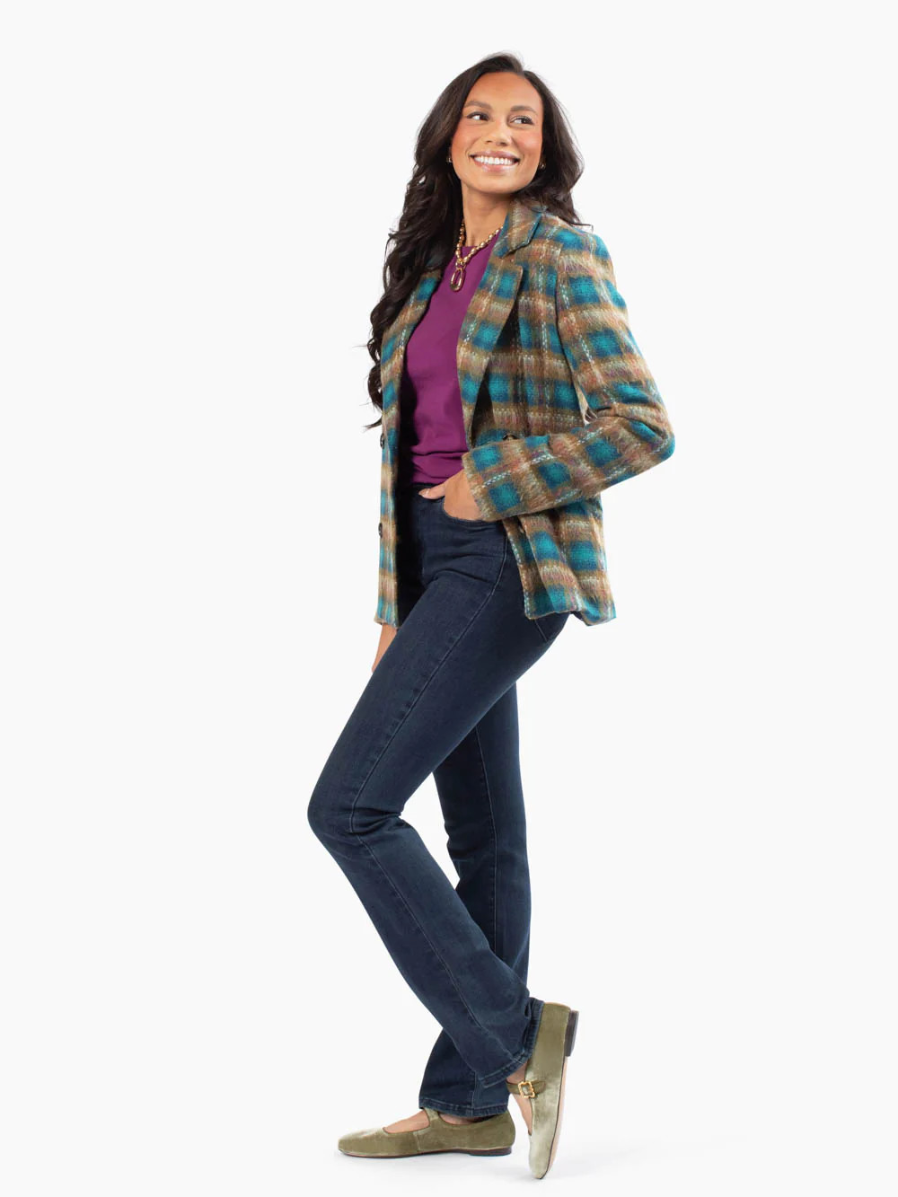 Savannah Multi Color Plaid Blazer for Tall Women | Amalli Talli | Amalli Talli