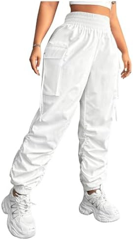 OYOANGLE Women's Plus Size Cargo Pants Elastic High Waisted Ruched Workout Joggers Pants Streetwe... | Amazon (US)