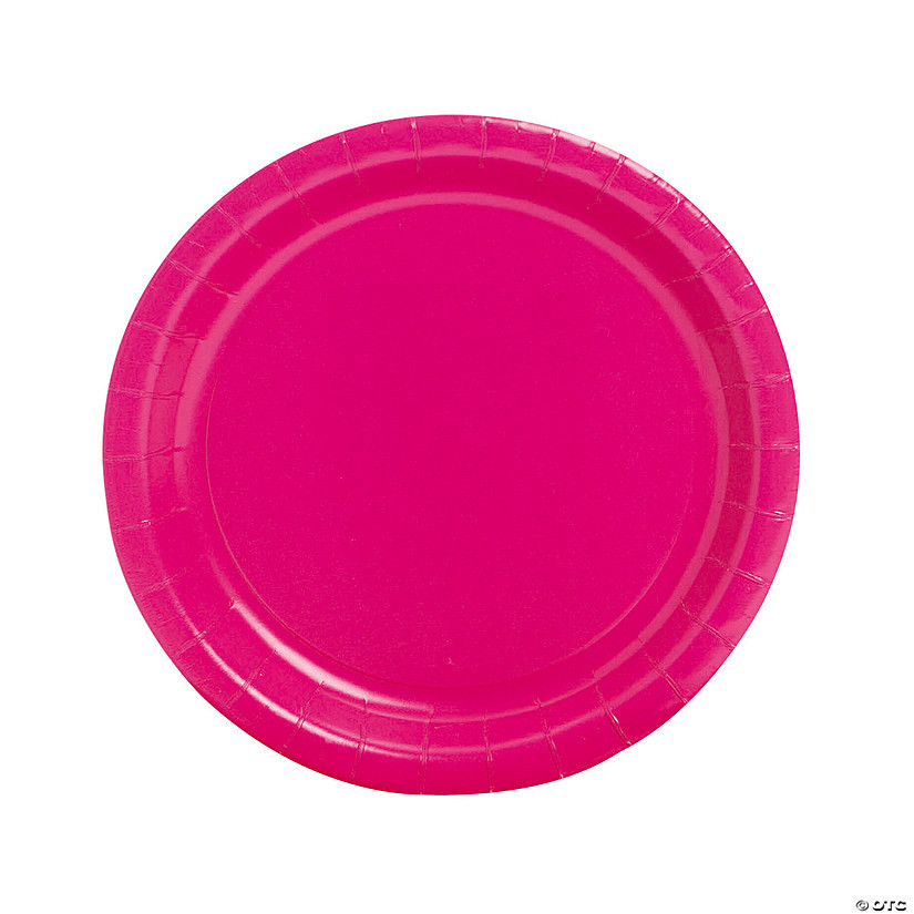 9" Hot Pink Round Disposable Paper Dinner Plates - 24 Ct. | Oriental Trading Company