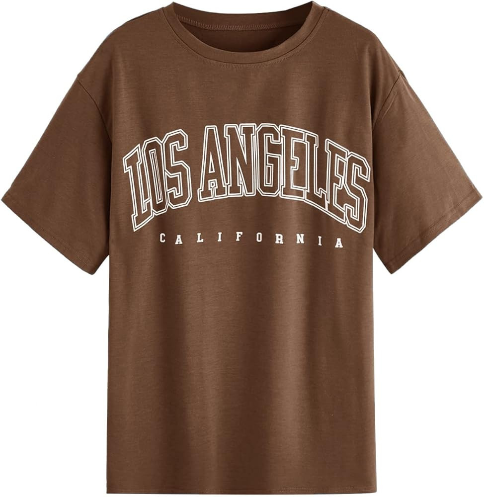 SOLY HUX Women's Graphic Oversized Tees Letter Print Summer Tops Vintage Half Sleeve Loose Casual... | Amazon (US)