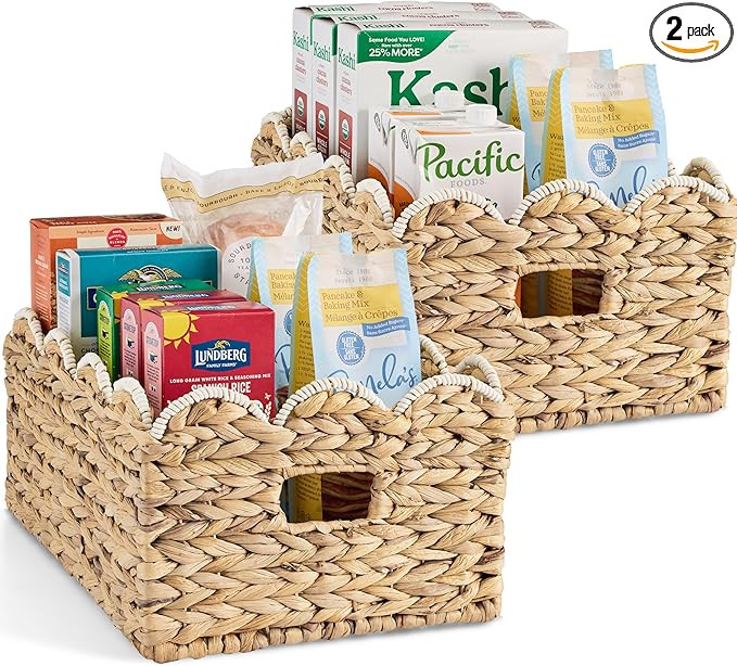 Best Choice Products 16x12 Scalloped Shelf Baskets, Woven Storage Bins, Storage Organizers for Pa... | Amazon (US)