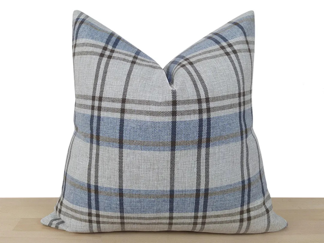 Gray Plaid Linen Pillow Cover: Woven Throw Pillow, Euro Sham - Etsy | Etsy (Global)