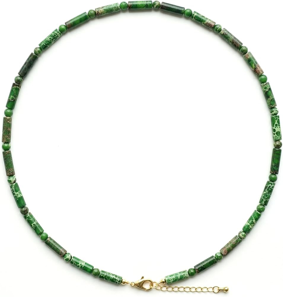 Angelstones Tube Bead Choker Necklace for Women, Gold Plated Boho Jewelry | Amazon (US)