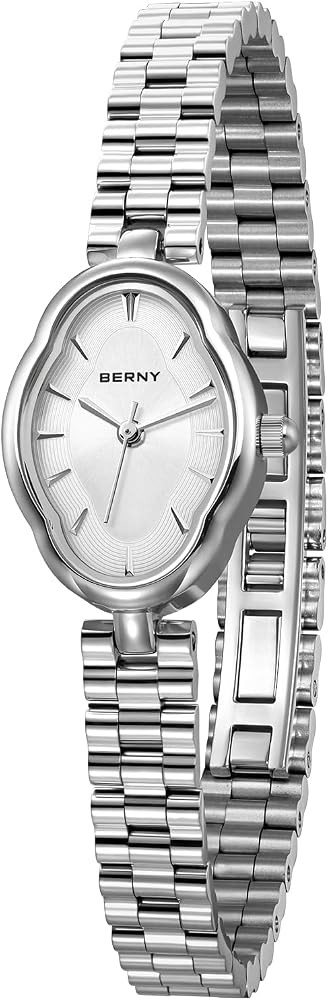 BERNY Silver Watches for Women Dainty Ladies Wristwatch Vintage Copper Mirrors Shape Japanese Qua... | Amazon (US)