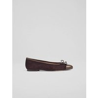 Kara Brown Suede & Nappa Ballerina Bow Flat Dark Chocolate, Dark Chocolate | L.K. Bennett (UK)