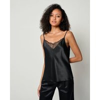 LILYSILK Women's Silk Lace Cami 2 in 1, Black, S, Adjustable Straps, V-Neck | LilySilk