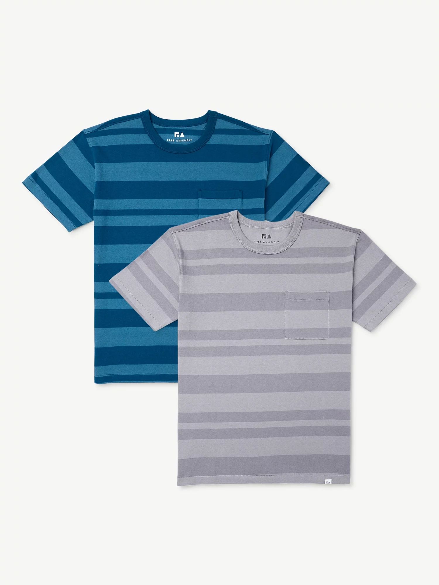 Free Assembly Boys Short Sleeve Stripe Tee, 2-Pack, Sizes 4-18 - Walmart.com | Walmart (US)