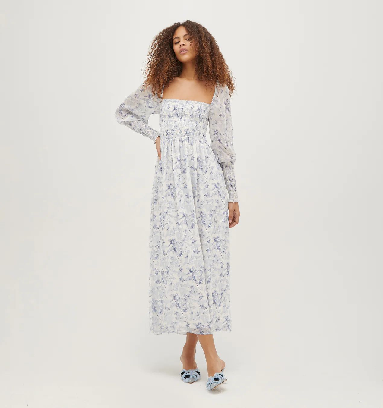 The Grace Maxi Nap Dress - Pressed Flowers Georgette | Hill House Home