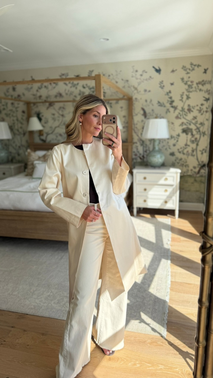 this satin coat from reformation is such a dreamy fall layer. i love the soft ivory color and the subtle sheen, and it instantly makes a simple outfit feel a little more elevated without trying too hard.

so good over denim and a fitted top like this, but i’d also wear it over a dress for dinner or with trousers and loafers for a more polished daytime look. one of those pieces that feels special but still really easy to style all season.

#LTKSeasonal #LTKootd