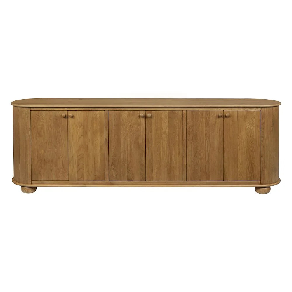 Astrid 6-Door Sideboard in a Mid-Century Natural Finish on Oak Solid Wood | Walmart (US)