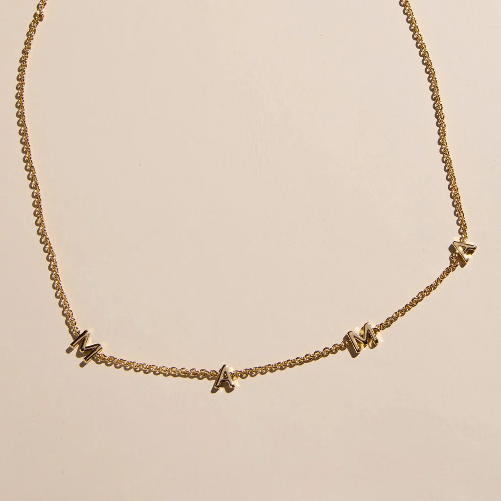 Gold MAMA Initial Necklace | Nickel and Suede