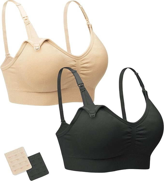 Nursing Bras Maternity Bra for Breastfeeding Pregnancy Wireless Bralette with Pads, Extenders & C... | Amazon (US)